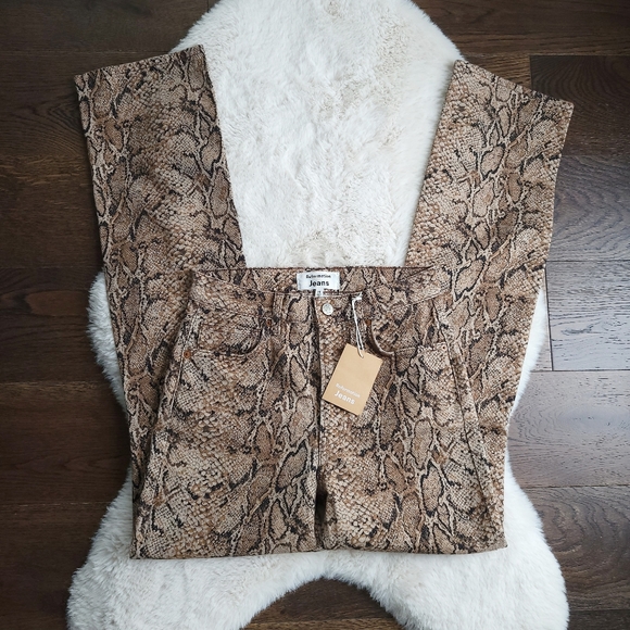 Reformation Peyton Snake Skin Python High Rise Boot Cut Denim Jeans - Picture 3 of 10